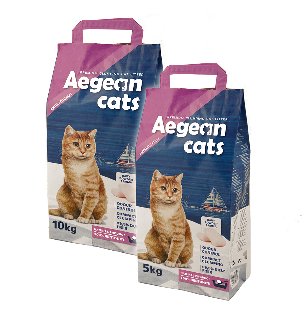 Aegean Cats άμμος υγιεινής για γάτες με ελαφρύ άρωμα βρεφικής πούδρας